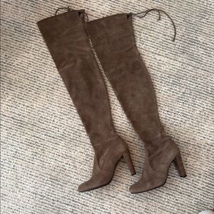Stuart Weitzman Brown Over the Knee Boots with Block Heel